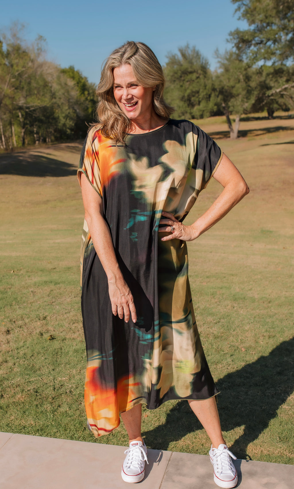The Cami Maxi - Black Abstract