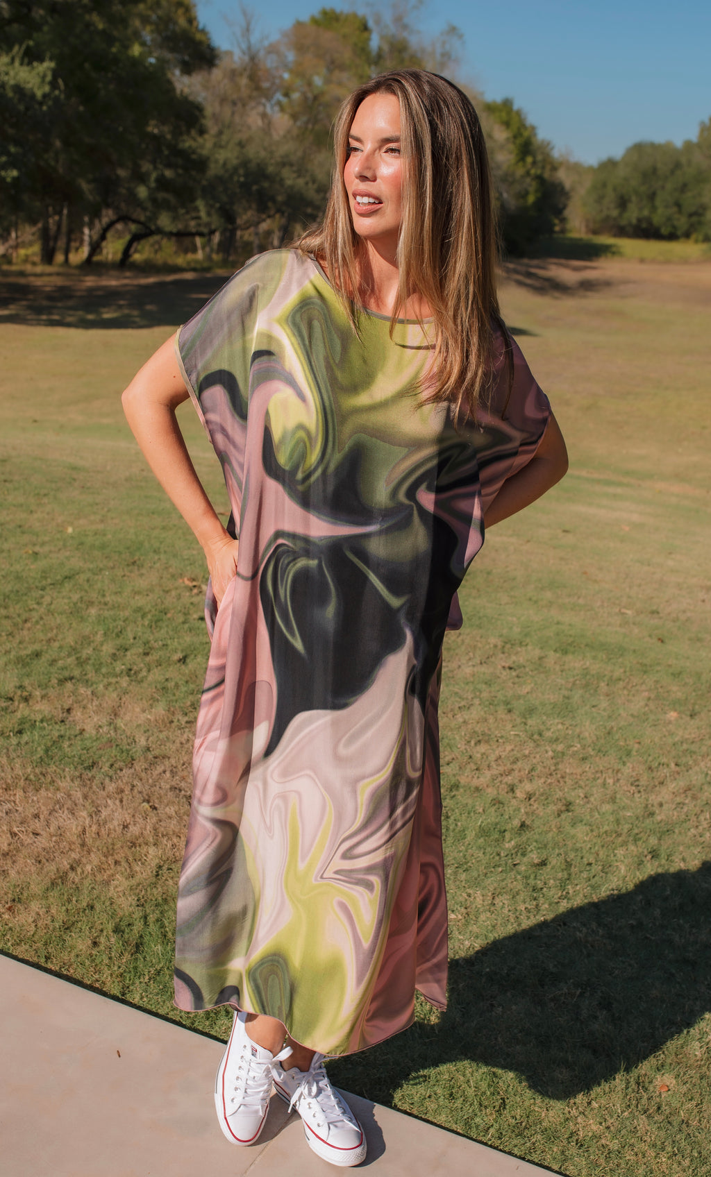 The Cami Maxi - Olive Tie Dye