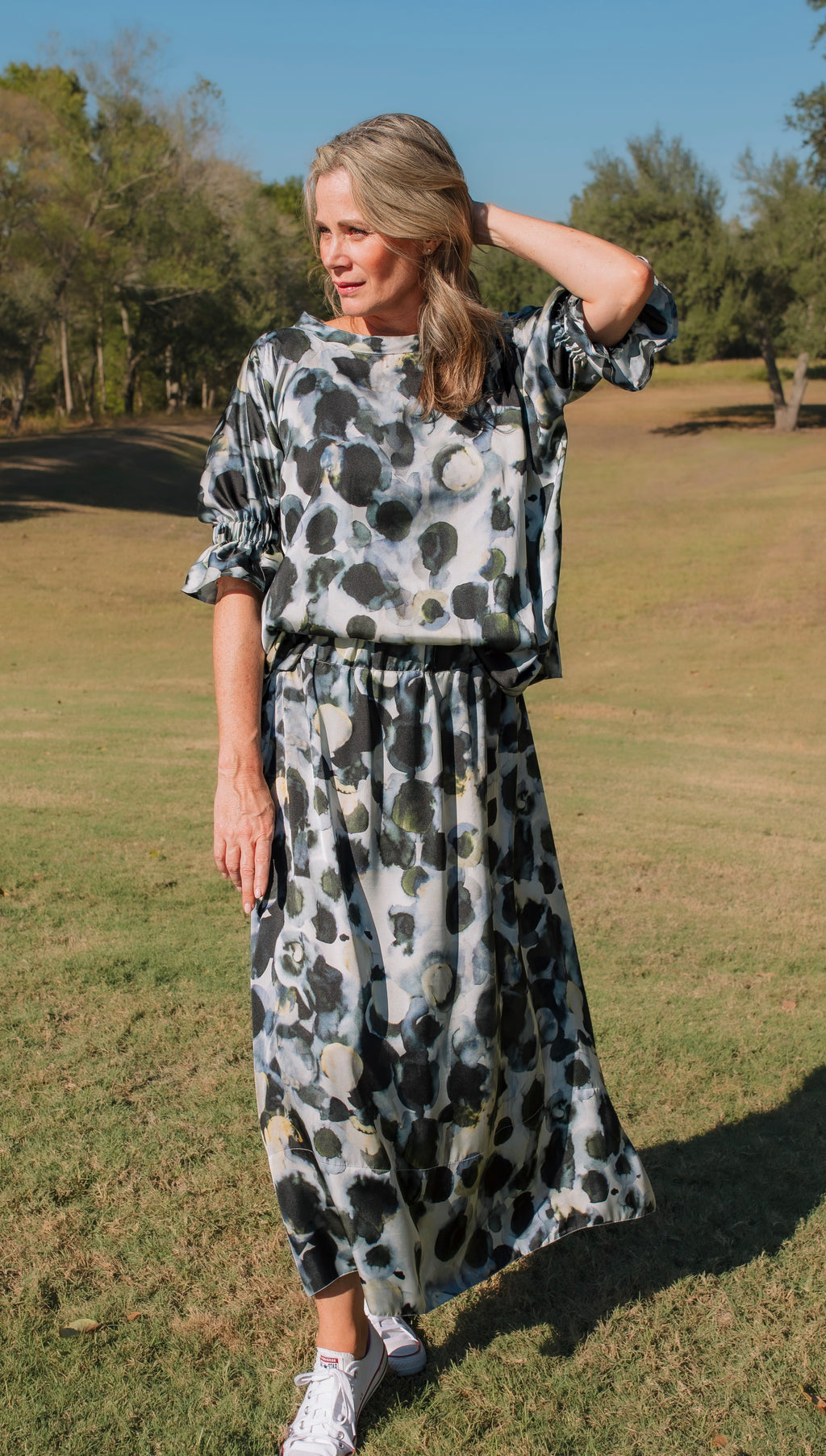 The Marly Maxi Skirt - Watercolor Dot