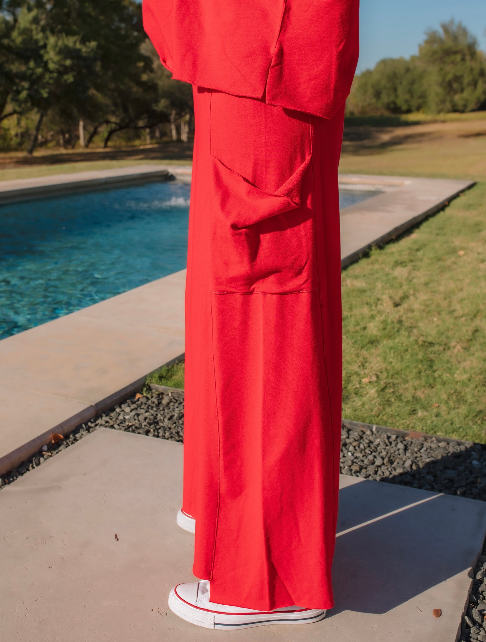 The Knit Pocket Pant - Red