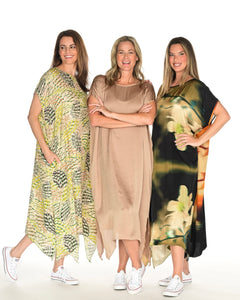 The Cami  Maxi - Stripe, Sand, Black Abstract