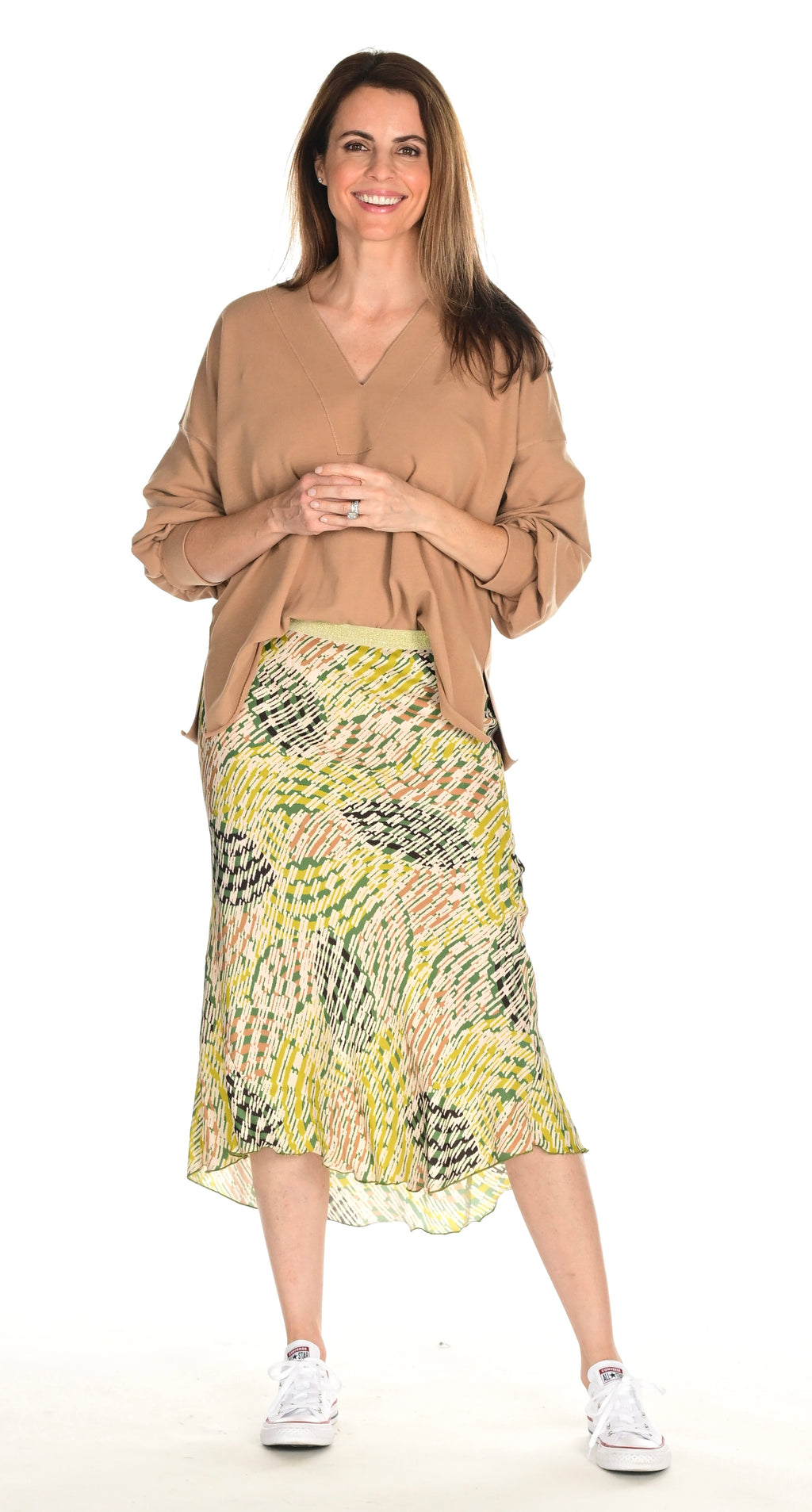 The Bias Skirt - Sand Multi Sticks