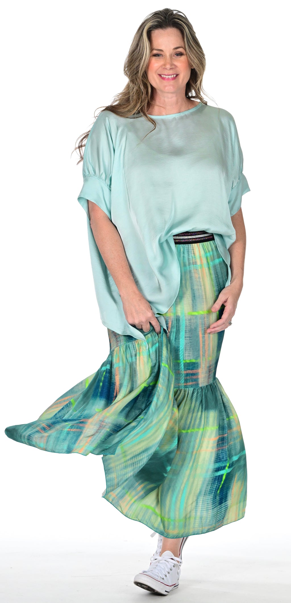 The Maxi Skirt - Watercolor Plaid