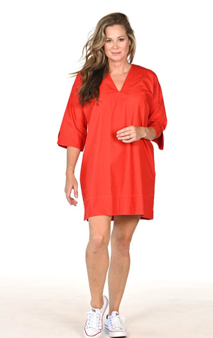 The Dena Dress CT -  Tomato Poplin