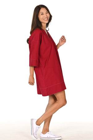 The Dena Dress CT -  Ruby Poplin