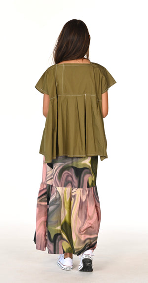 The Maxi Skirt - Olive Tie Dye