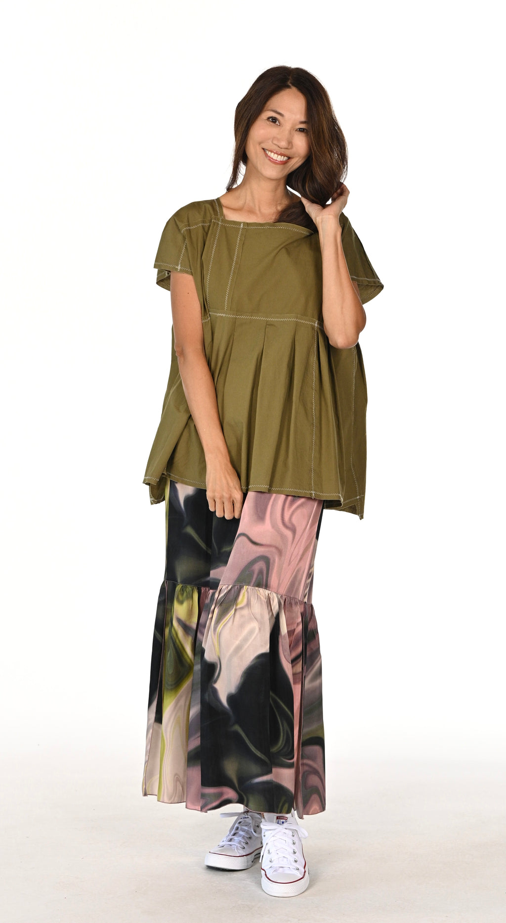The Maxi Skirt - Olive Tie Dye