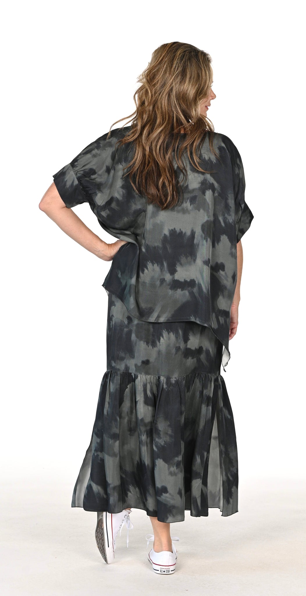 The Maxi Skirt - Grey Tie Dye